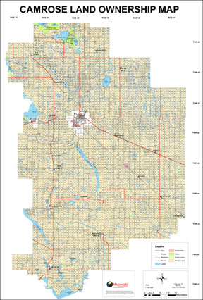 Camrose County Landowner Map Map World.ca - Product Info