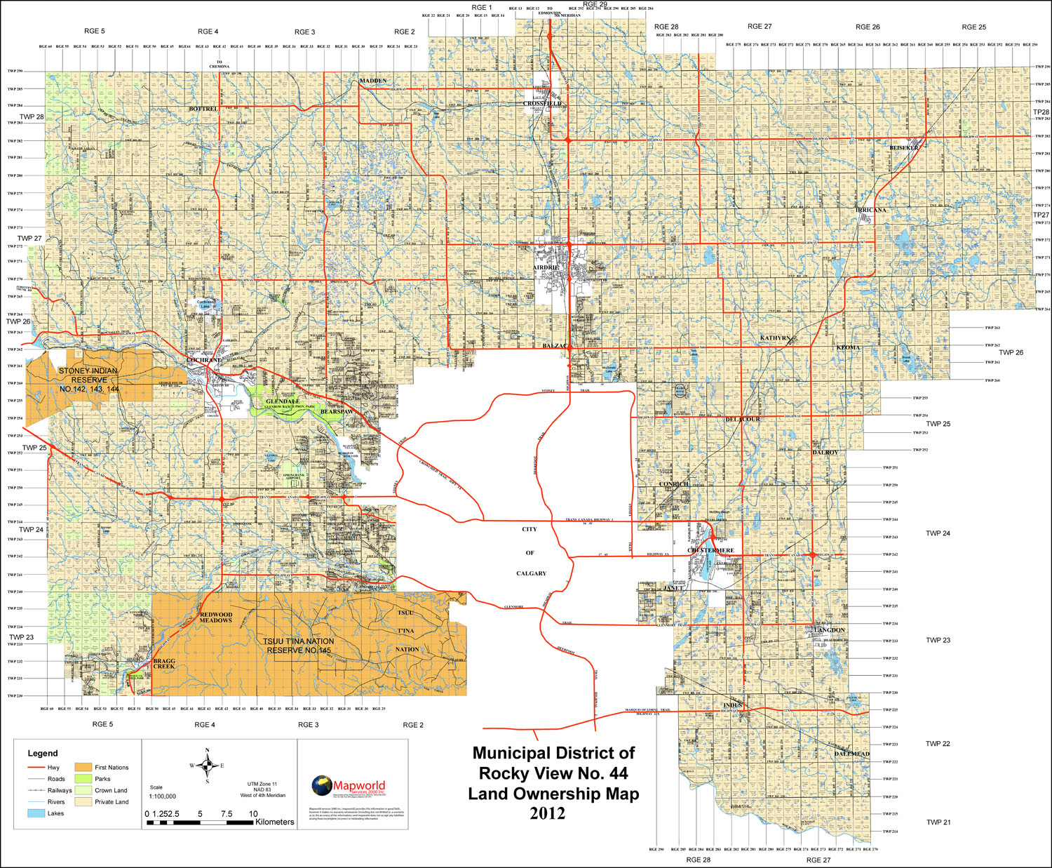 Rocky View County Land Ownership Map Map World.ca - Product Info