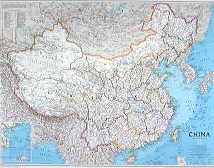 NG CHINA 29X22 $20.00 Topographical Map Of China. NG CHINA 29X22 $20.00